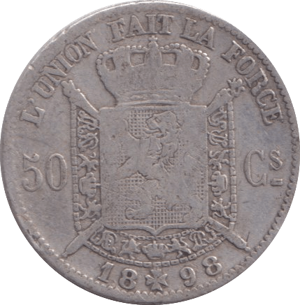 1898 50 CENTIMES BELGIUM - WORLD COINS - Cambridgeshire Coins