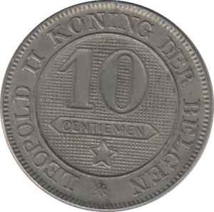 1898 BELGIUM 10 CENTIMES - SILVER WORLD COINS - Cambridgeshire Coins