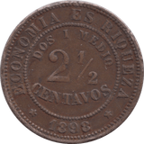 1898 CHILE 2 1/2 CENTAVOS - WORLD COINS - Cambridgeshire Coins