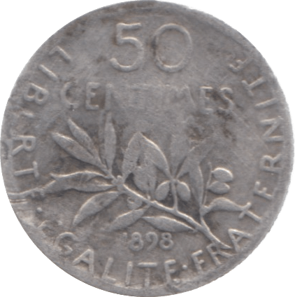 1898 FRANCE SILVER 50 CENTIMES - SILVER WORLD COINS - Cambridgeshire Coins