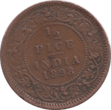 1898 HALF PICE INDIA - SILVER WORLD COINS - Cambridgeshire Coins