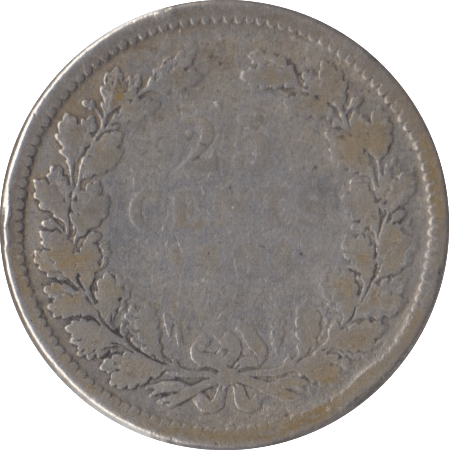1898 SILVER 25 CENTS NETHERLANDS - SILVER WORLD COINS - Cambridgeshire Coins