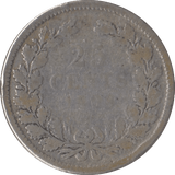 1898 SILVER 25 CENTS NETHERLANDS - SILVER WORLD COINS - Cambridgeshire Coins