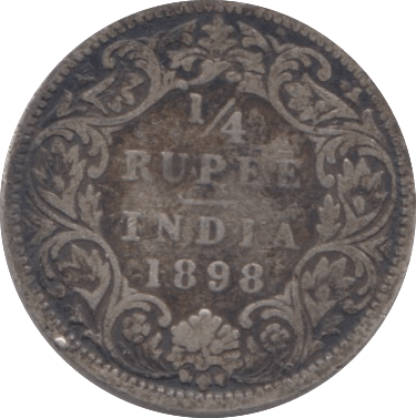 1898 SILVER QUARTER RUPEE INDIA - WORLD SILVER COINS - Cambridgeshire Coins