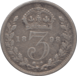 1898 SILVER THREEPENCE ( FINE ) - Threepence - Cambridgeshire Coins