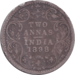 1898 SILVER TWO ANNAS INDIA - SILVER WORLD COINS - Cambridgeshire Coins