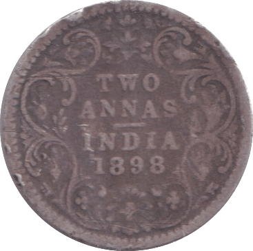 1898 SILVER TWO ANNAS INDIA - SILVER WORLD COINS - Cambridgeshire Coins