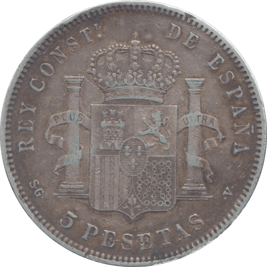 1898 SPAIN SILVER 5 PESETAS - WORLD COINS - Cambridgeshire Coins