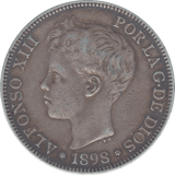 1898 SPAIN SILVER 5 PESETAS - WORLD COINS - Cambridgeshire Coins