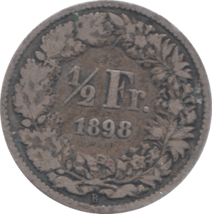 1898 SWITZERLAND SILVER 1/2 FRANC - SILVER WORLD COINS - Cambridgeshire Coins