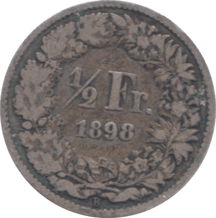 1898 SWITZERLAND SILVER 1/2 FRANC - SILVER WORLD COINS - Cambridgeshire Coins