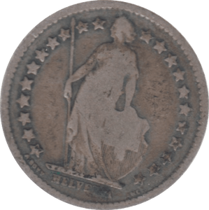 1898 SWITZERLAND SILVER 1/2 FRANC - SILVER WORLD COINS - Cambridgeshire Coins