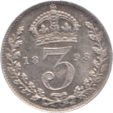 1898 THREEPENCE ( AUNC ) - Threepence - Cambridgeshire Coins