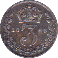1898 THREEPENCE ( F ) - Threepence - Cambridgeshire Coins