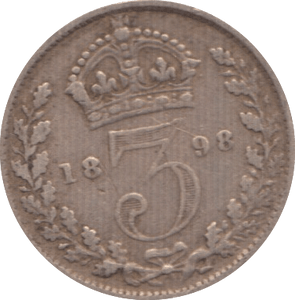 1898 THREEPENCE ( FINE ) 4 - Threepence - Cambridgeshire Coins