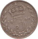 1898 THREEPENCE ( FINE ) 4 - Threepence - Cambridgeshire Coins