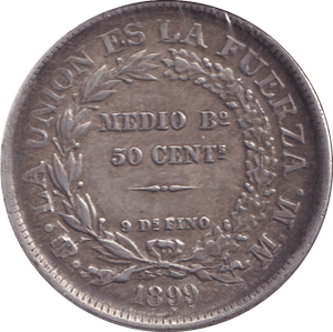 1899 50 CENTS BOLIVIA - WORLD COINS - Cambridgeshire Coins