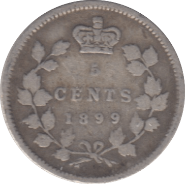1899 CANADA SILVER 5 CENTS - SILVER WORLD COINS - Cambridgeshire Coins