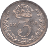 1899 MAUNDY THREEPENCE ( UNC ) - Maundy Coins - Cambridgeshire Coins