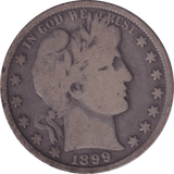 1899 SILVER HALF DOLLAR USA - SILVER WORLD COINS - Cambridgeshire Coins