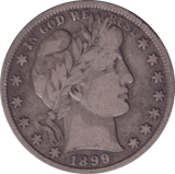 1899 SILVER HALF DOLLAR USA - SILVER WORLD COINS - Cambridgeshire Coins