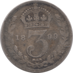1899 SILVER THREEPENCE ( FINE ) 2 - Threepence - Cambridgeshire Coins
