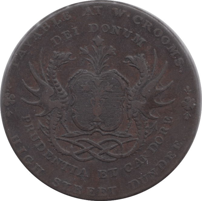 18TH CENTURY HALFPENNY TOKEN ANGUSHIRE SHIELD OF ARMS WATCH SELLING ( REF 253 ) - Token - Cambridgeshire Coins