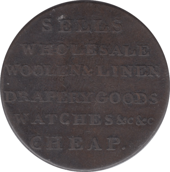 18TH CENTURY HALFPENNY TOKEN ANGUSHIRE SHIELD OF ARMS WATCH SELLING ( REF 253 ) - Token - Cambridgeshire Coins