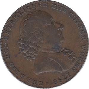 18TH CENTURY HALFPENNY TOKEN CHESHIRE MACCLESFIELD CHARLES ROE R AND C CYPHER DH62 ( REF 216 ) - Token - Cambridgeshire Coins