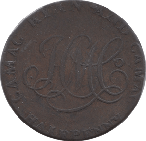 18TH CENTURY HALFPENNY TOKEN CORK JOHN OF GAUNT HM AND CO CYPHER PLAIN DH231 ( REF 191 ) - Token - Cambridgeshire Coins