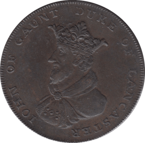 18TH CENTURY HALFPENNY TOKEN LANCASHIRE JOHN O GAUNT SUCCESS TO NAVIGATION 3B R ( VF ) ( REF 79 ) - Token - Cambridgeshire Coins