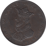 18TH CENTURY HALFPENNY TOKEN LANCASHIRE JOHN O GAUNT SUCCESS TO NAVIGATION 3B R ( VF ) ( REF 79 ) - Token - Cambridgeshire Coins