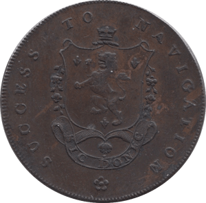 18TH CENTURY HALFPENNY TOKEN LANCASHIRE JOHN O GAUNT SUCCESS TO NAVIGATION 3B R ( VF ) ( REF 79 ) - Token - Cambridgeshire Coins