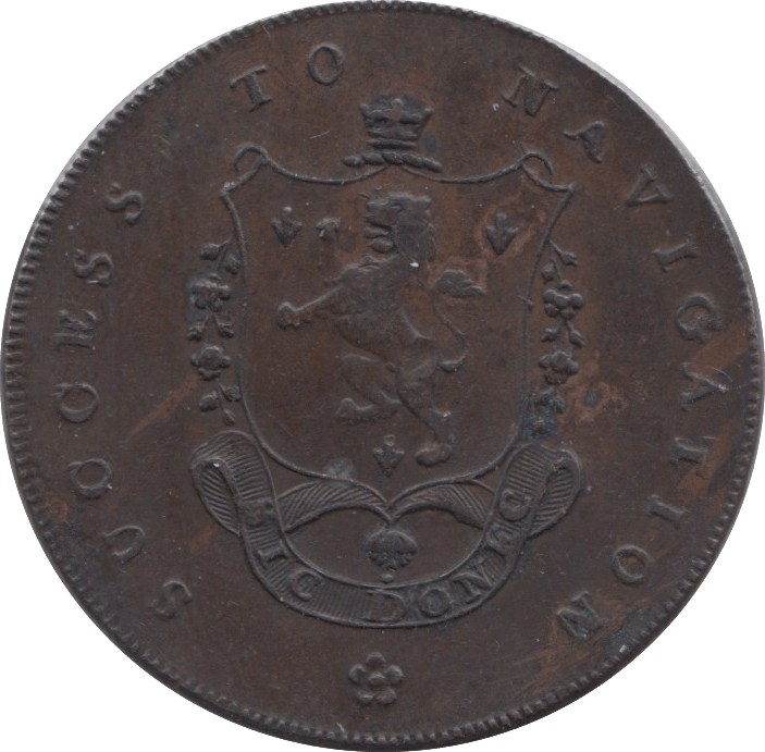 18TH CENTURY HALFPENNY TOKEN LANCASHIRE JOHN O GAUNT SUCCESS TO NAVIGATION 3B R ( VF ) ( REF 79 ) - Token - Cambridgeshire Coins