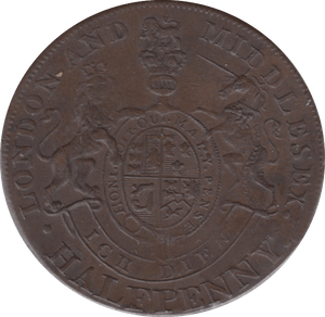 18TH CENTURY HALFPENNY TOKEN MIDDLESEX GEORGE POWW PRINCE OF WALES ( REF 116 ) - Token - Cambridgeshire Coins
