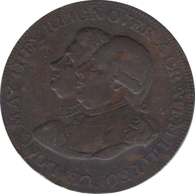 18TH CENTURY HALFPENNY TOKEN MIDDLESEX SHIP AND GUARD GEORGE II AND CHARLOTTE DH 945 ( REF 88 ) - Token - Cambridgeshire Coins