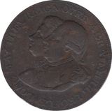 18TH CENTURY HALFPENNY TOKEN MIDDLESEX SHIP AND GUARD GEORGE II AND CHARLOTTE DH 945 ( REF 88 ) - Token - Cambridgeshire Coins