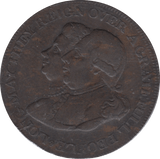 18TH CENTURY HALFPENNY TOKEN MIDDLESEX SHIP AND GUARD GEORGE II AND CHARLOTTE DH 945 ( REF 88 ) - Token - Cambridgeshire Coins
