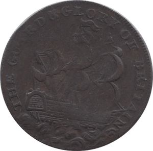 18TH CENTURY HALFPENNY TOKEN MIDDLESEX SHIP AND GUARD GEORGE II AND CHARLOTTE DH 945 ( REF 88 ) - Token - Cambridgeshire Coins
