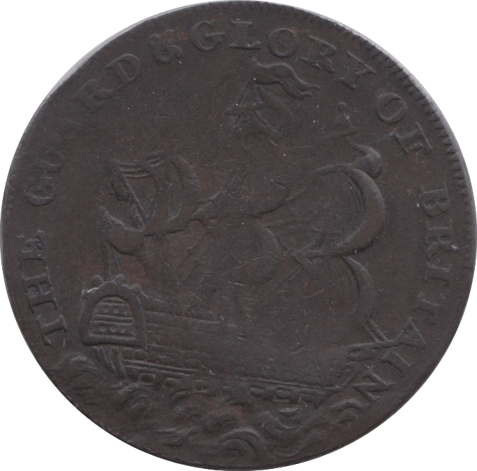 18TH CENTURY HALFPENNY TOKEN MIDDLESEX SHIP AND GUARD GEORGE II AND CHARLOTTE DH 945 ( REF 88 ) - Token - Cambridgeshire Coins
