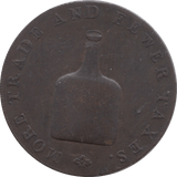 18TH CENTURY HALFPENNY TOKEN NORFOLK BOTTLE MORE TRADE AND FEWER TAXES 24 ( REF 102 ) - Token - Cambridgeshire Coins