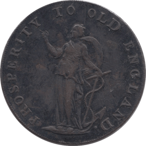 18TH CENTURY HALFPENNY TOKEN NORFOLK HOPE POINTING SHIP CURRENT 25 ( REF 109 ) - Token - Cambridgeshire Coins