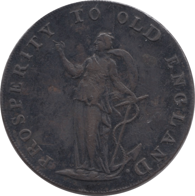 18TH CENTURY HALFPENNY TOKEN NORFOLK HOPE POINTING SHIP CURRENT 25 ( REF 109 ) - Token - Cambridgeshire Coins