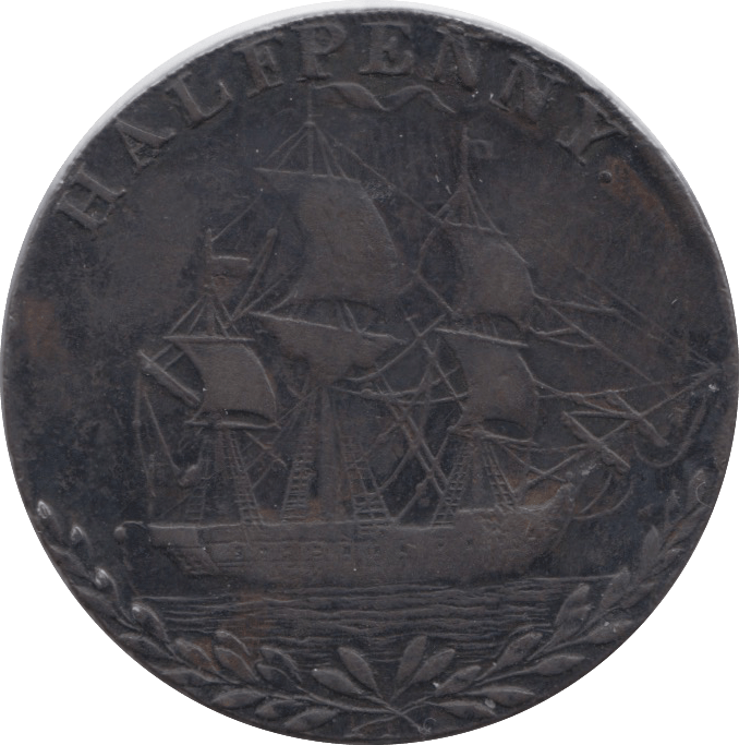 18TH CENTURY HALFPENNY TOKEN NORFOLK HOPE POINTING SHIP CURRENT 25 ( REF 109 ) - Token - Cambridgeshire Coins