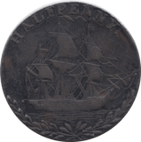 18TH CENTURY HALFPENNY TOKEN NORFOLK HOPE POINTING SHIP CURRENT 25 ( REF 109 ) - Token - Cambridgeshire Coins