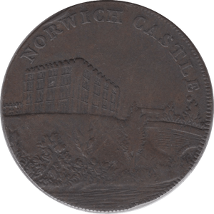18TH CENTURY HALFPENNY TOKEN NORFOLK NORWICH CASTLE GOOD TIMES WILL COME DH12 ( REF 107 ) - Token - Cambridgeshire Coins