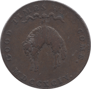18TH CENTURY HALFPENNY TOKEN NORFOLK NORWICH CASTLE GOOD TIMES WILL COME DH12 ( REF 107 ) - Token - Cambridgeshire Coins