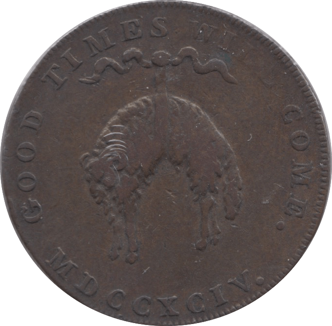 18TH CENTURY HALFPENNY TOKEN NORFOLK NORWICH CASTLE GOOD TIMES WILL COME DH12 ( REF 107 ) - Token - Cambridgeshire Coins