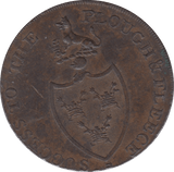 18TH CENTURY HALFPENNY TOKEN SUFFOLK ARMS OF BURY P.DECKS P.O DH25 ( REF 139 ) - Token - Cambridgeshire Coins