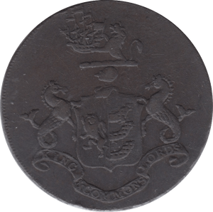 18TH CENTURY HALFPENNY TOKEN SUFFOLK IPSWICH CROSS SHIP R.MANNING DH34 ( REF 138 ) - Token - Cambridgeshire Coins